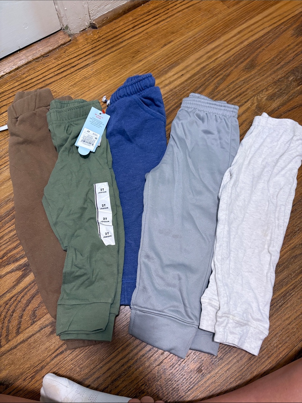 Cat & Jack Kids' Jogger Pants Bundle - Green, Blue, Gray, Brown, Light Gray